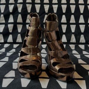 Guess Metallic Bronze Strappy Heels